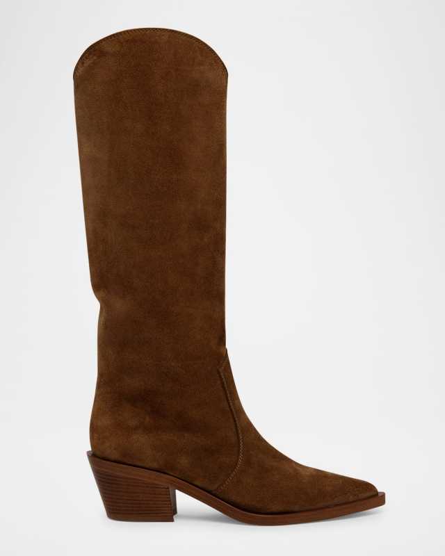 Suede Tall Western Boots